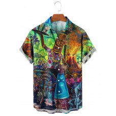 Holiday Hawaiian Gradient Coconut Tree TIKI Short Sleeve Shirt