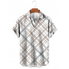 Scottish Plaid Print Casual Short Sleeve Shirt