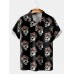 Men's Lapel Skull Print Short Sleeve Polo Shirt