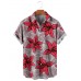 Big Lily Print Casual Short Sleeve Shirt